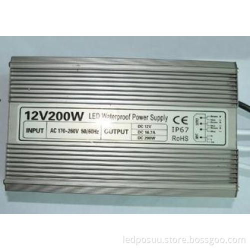 IP67 LED Driver 12V 200W LED Light Power Supply for LED Str